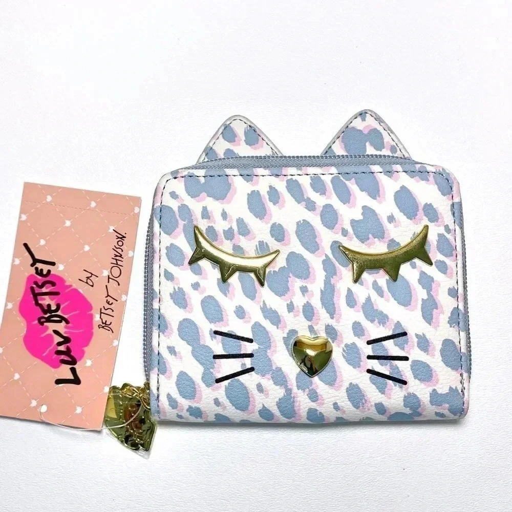 Betsey Johnson Leopard Print Kitty Cat Bag Wallet NWT